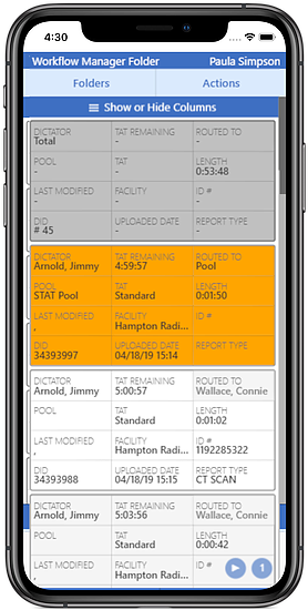 Transcription WebChartMD Mobile App